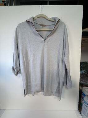 Lilla P Gray Half Zip Pullover Sweater Size L